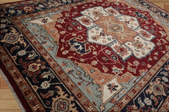 9x12 Hand Knotted 100% Wool Heriz Traditional Oriental Area Rug Rust, Navy Color