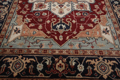 9x12 Hand Knotted 100% Wool Heriz Traditional Oriental Area Rug Rust, Navy Color