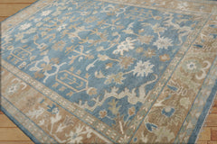 9x12 Hand Knotted 100% Wool Heriz Traditional Oriental Area Rug Blue, Moss Color