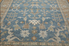 9x12 Hand Knotted 100% Wool Heriz Traditional Oriental Area Rug Blue, Moss Color