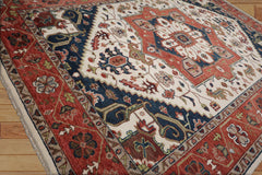 10x14 Hand Knotted 100% Wool Heriz Traditional Oriental Area Rug Cream, Salmon Color