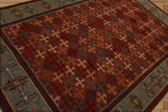 6x9 Hand Knotted Tibetan 100% Wool Lapchi Traditional Oriental Area Rug Rust, Burnt Orange Color