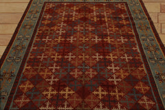 6x9 Hand Knotted Tibetan 100% Wool Lapchi Traditional Oriental Area Rug Rust, Burnt Orange Color