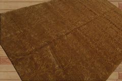 6x9 Hand Knotted Tibetan Wool and Silk Transitional Oriental Area Rug Tone on Tone Gold Color