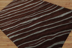 Talladega 5x7 Hand Tufted Hand Made Wool & Art Silk Hip Designer Modern & Contemporary Oriental Area Rug Brown, Aqua Color