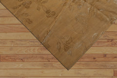6x9 Hand Knotted Tibetan Wool and Silk Lapchi Traditional Oriental Area Rug Tone on Tone Caramel Color