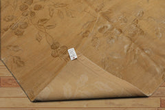 6x9 Hand Knotted Tibetan Wool and Silk Lapchi Traditional Oriental Area Rug Tone on Tone Caramel Color