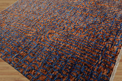 LoomBloom 8x10 Navy, Caramel Hand Knotted Oushak 100% Wool Oushak Traditional Oriental Area Rug