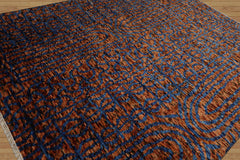 LoomBloom 8x10 Navy, Caramel Hand Knotted Oushak 100% Wool Oushak Traditional Oriental Area Rug