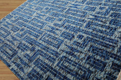LoomBloom 8x10 Blue, Gray Hand Knotted Tibetan 100% Wool Modern & Contemporary Oriental Area Rug