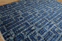 LoomBloom 8x10 Blue, Gray Hand Knotted Tibetan 100% Wool Modern & Contemporary Oriental Area Rug
