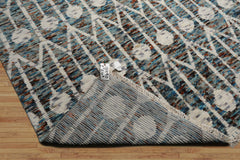 LoomBloom 8x10 Ivory, Turquoise Hand Knotted Oushak 100% Wool Oushak Art Deco Oriental Area Rug