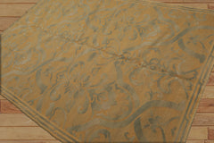 6x9 Hand Knotted French Aubusson Savonnerie 100% Wool Asmara Traditional Oriental Area Rug Gold, Teal Color