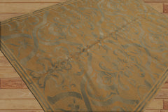 6x9 Hand Knotted French Aubusson Savonnerie 100% Wool Asmara Traditional Oriental Area Rug Gold, Teal Color