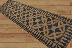 Runner Hand Knotted Tibetan 100% Wool Lapchi Heliodoro Arts & Crafts Oriental Area Rug Beige, Green Color