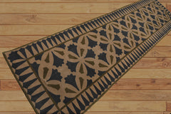 Runner Hand Knotted Tibetan 100% Wool Lapchi Heliodoro Arts & Crafts Oriental Area Rug Beige, Green Color