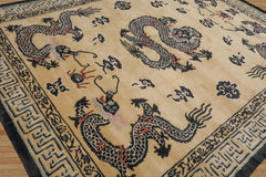 Multi Size Beige,Black Hand Tufted Pictorial New Zealand Wool Chinese Traditional Oriental Area Rug