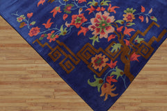 Multi Size Blue,Orange Hand Tufted Floral New Zealand Wool Chinese Art Deco Oriental Area Rug Royal