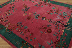 Multi Size Pink,Emerald Hand Tufted Floral New Zealand Wool Chinese Art Deco Oriental Area Rug