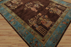 Multi Size Brown,Blue Hand Tufted Patterned 100% Wool Art Deco Oriental Area Rug
