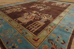 Multi Size Brown,Blue Hand Tufted Patterned 100% Wool Art Deco Oriental Area Rug