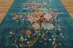 Multi Size Turquoise,Lavender Hand Tufted Floral New Zealand Wool Chinese Art Deco Oriental Area Rug