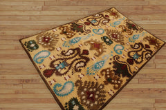 Amidon 5x7 Hand Tufted 100% Wool Arts and Craft Traditional Oriental Area Rug Gold, Brown Color