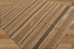 6x9 Hand Knotted Tibetan 100% Wool Lapchi Dello Stripes Transitional Oriental Area Rug Beige, Tan Color