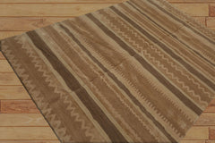6x9 Hand Knotted Tibetan 100% Wool Lapchi Dello Stripes Transitional Oriental Area Rug Beige, Tan Color