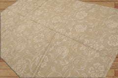 6x9 Hand Knotted Tibetan Wool and Silk Lapchi Scroll Transitional Oriental Area Rug Tone On Tone Beige Color