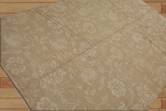 6x9 Hand Knotted Tibetan Wool and Silk Lapchi Scroll Transitional Oriental Area Rug Tone On Tone Beige Color