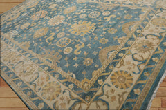 10x14 Hand Knotted 100% Wool Oushak Traditional Oriental Area Rug Blue, Beige Color
