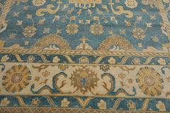 10x14 Hand Knotted 100% Wool Oushak Traditional Oriental Area Rug Blue, Beige Color