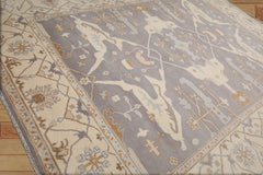 9x12 Hand Knotted 100% Wool Oushak Traditional Oriental Area Rug Gray, Ivory Color
