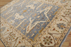 9x12 Hand Knotted 100% Wool Oushak Traditional Oriental Area Rug Blue, Beige Color