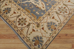 9x12 Hand Knotted 100% Wool Oushak Traditional Oriental Area Rug Blue, Beige Color
