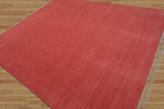 10' x14' Coral Color Hand Loomed Solid Wool Traditional Oriental Rug