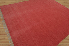 Multi Size Red, Coral Hand Loomed Solid 100% Wool Traditional Oriental Area Rug