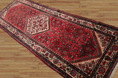 3'6" x 10'4" Roselare Runner Herizz Hand Knotted Red Medallion Traditional Wool Oriental Area Rug