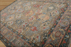 9x12 Hand Knotted 100% Wool Heriz Traditional Oriental Area Rug Gray, Blue Color