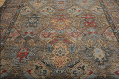 9x12 Hand Knotted 100% Wool Heriz Traditional Oriental Area Rug Gray, Blue Color