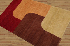 3x5 Michaelian & Kohlberg Hand Knotted Contemporary Abstract Wool Oriental Area Rug Red