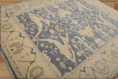 8x10 Hand Knotted 100% Wool Turkish Oushak Traditional Oriental Area Rug Slate, Beige Color