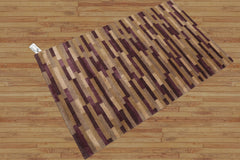 3x5 Aubergine Hand Knotted Tibetan Contemporary Striped Wool & Silk Oriental Area Rug