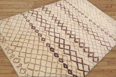 Bagatelle 5x7 Hand Tufted 100% Wool Moroccon Modern & Contemporary Oriental Area Rug Ivory, Gray Color