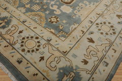 9x12 Celadon, Beige, Gray Color Hand Knotted All-Over 100% Wool Traditional Oriental Rug