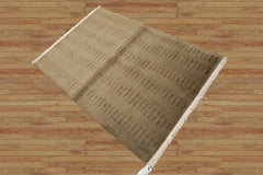 4x6 Olive Green Hand Knotted Tibetan Modern Abstract Wool Oriental Area Rug