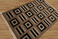 4x6 Moss Hand Knotted Tibetan Modern Geometric Wool Oriental Area Rug