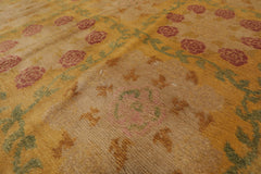 4x6 Gold Hand Knotted Tibetan Transitional Floral Wool Oriental Area Rug