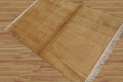 4x6 Beige Hand Knotted Tibetan Modern Ribbed Wool Tibetan Area Rug